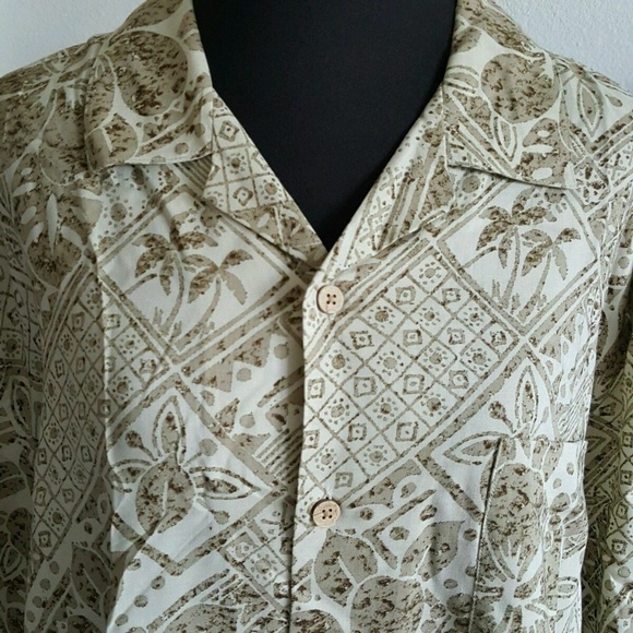 OP Ocean Pacific Aloha Shirt Brown Hawaiian Floral - Picture 3 of 8